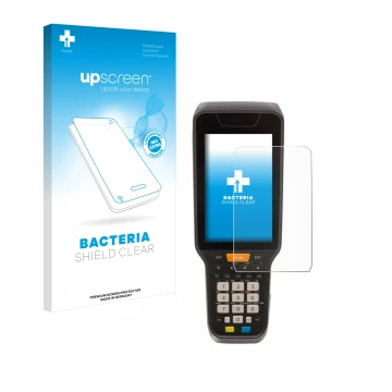 Parte frontale di una confezione del prodotto con il logo del marchio upscreen. Accanto è raffigurato il dispositivo Datalogic