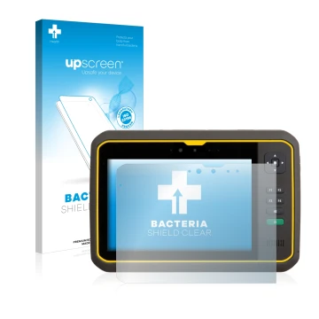 Parte frontale di una confezione del prodotto con il logo del marchio upscreen. Accanto è raffigurato il dispositivo Trimble T