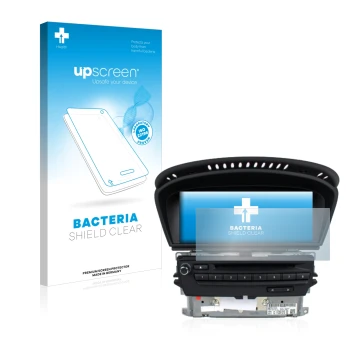 Parte frontale di una confezione del prodotto con il logo del marchio upscreen. Accanto è raffigurato il dispositivo BMW 3 E93