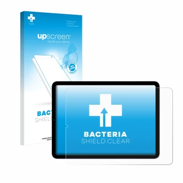 Parte frontale di una confezione del prodotto con il logo del marchio upscreen. Accanto è raffigurato il dispositivo Apple iPa
