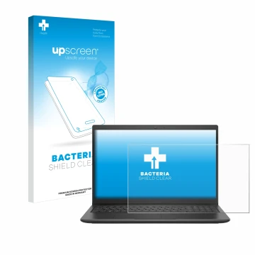 Parte frontale di una confezione del prodotto con il logo del marchio upscreen. Accanto è raffigurato il dispositivo Dell Lati