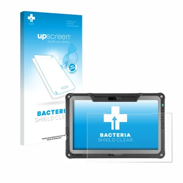 Parte frontale di una confezione del prodotto con il logo del marchio upscreen. Accanto è raffigurato il dispositivo Getac F11