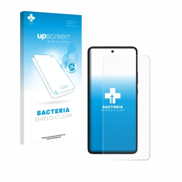 Parte frontale di una confezione del prodotto con il logo del marchio upscreen. Accanto è raffigurato il dispositivo Motorola 