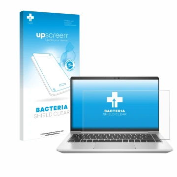 Parte frontale di una confezione del prodotto con il logo del marchio upscreen. Accanto è raffigurato il dispositivo HP EliteB