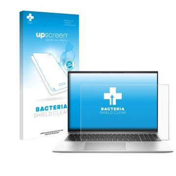 Parte frontale di una confezione del prodotto con il logo del marchio upscreen. Accanto è raffigurato il dispositivo HP EliteB