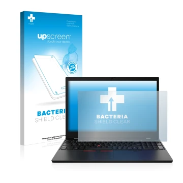 Parte frontale di una confezione del prodotto con il logo del marchio upscreen. Accanto è raffigurato il dispositivo Lenovo Th