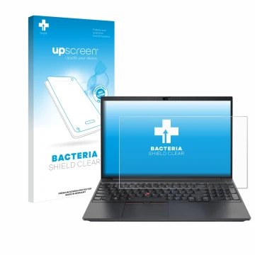 Parte frontale di una confezione del prodotto con il logo del marchio upscreen. Accanto è raffigurato il dispositivo Lenovo Th