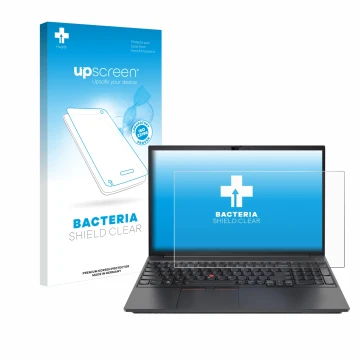 Parte frontale di una confezione del prodotto con il logo del marchio upscreen. Accanto è raffigurato il dispositivo Lenovo Th