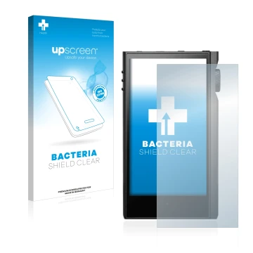 Parte frontale di una confezione del prodotto con il logo del marchio upscreen. Accanto è raffigurato il dispositivo Astell&Ke