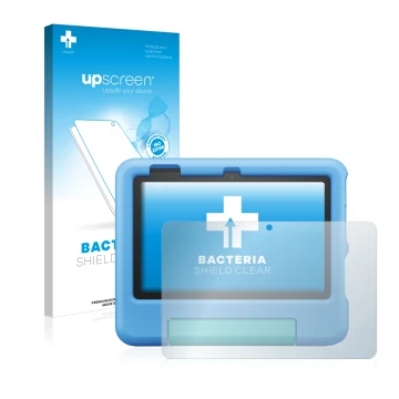 Parte frontale di una confezione del prodotto con il logo del marchio upscreen. Accanto è raffigurato il dispositivo Amazon Fi