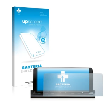 Parte frontale di una confezione del prodotto con il logo del marchio upscreen. Accanto è raffigurato il dispositivo Volkswage