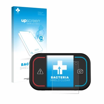 Parte frontale di una confezione del prodotto con il logo del marchio upscreen. Accanto è raffigurato il dispositivo Saphe Dri