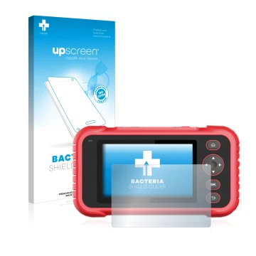 Parte frontale di una confezione del prodotto con il logo del marchio upscreen. Accanto è raffigurato il dispositivo Launch CR