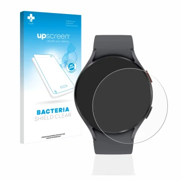 Parte frontale di una confezione del prodotto con il logo del marchio upscreen. Accanto è raffigurato il dispositivo Samsung G