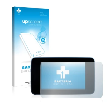 Parte frontale di una confezione del prodotto con il logo del marchio upscreen. Accanto è raffigurato il dispositivo Mercedes-
