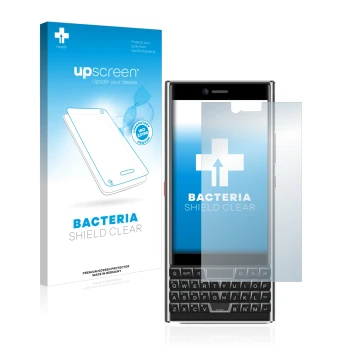 Parte frontale di una confezione del prodotto con il logo del marchio upscreen. Accanto è raffigurato il dispositivo Unihertz 