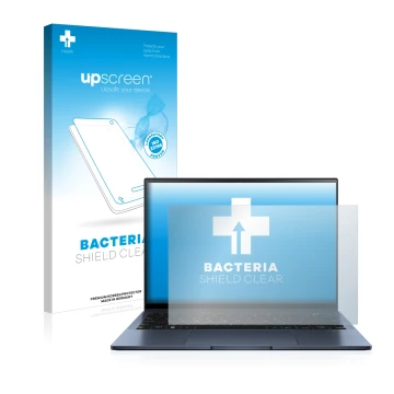 Parte frontale di una confezione del prodotto con il logo del marchio upscreen. Accanto è raffigurato il dispositivo ASUS ZenB