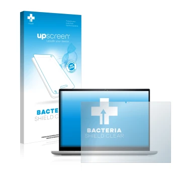 Parte frontale di una confezione del prodotto con il logo del marchio upscreen. Accanto è raffigurato il dispositivo Dell Insp