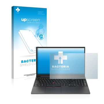 Parte frontale di una confezione del prodotto con il logo del marchio upscreen. Accanto è raffigurato il dispositivo Lenovo Th