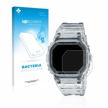 Parte frontale di una confezione del prodotto con il logo del marchio upscreen. Accanto è raffigurato il dispositivo Casio G-S