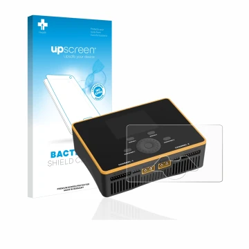 Parte frontale di una confezione del prodotto con il logo del marchio upscreen. Accanto è raffigurato il dispositivo Junsi iCh