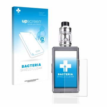 Parte frontale di una confezione del prodotto con il logo del marchio upscreen. Accanto è raffigurato il dispositivo GeekVape 