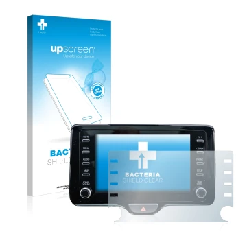 Parte frontale di una confezione del prodotto con il logo del marchio upscreen. Accanto è raffigurato il dispositivo Toyota Ya