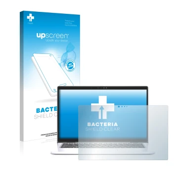 Parte frontale di una confezione del prodotto con il logo del marchio upscreen. Accanto è raffigurato il dispositivo Dell Lati