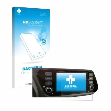 Parte frontale di una confezione del prodotto con il logo del marchio upscreen. Accanto è raffigurato il dispositivo Hyundai i