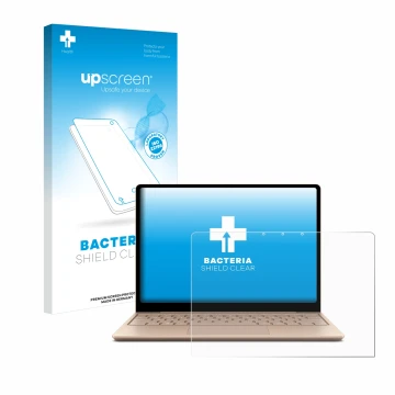 Parte frontale di una confezione del prodotto con il logo del marchio upscreen. Accanto è raffigurato il dispositivo Microsoft