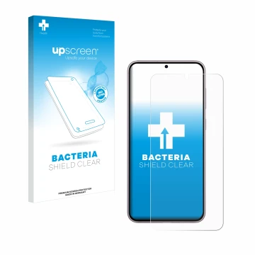 Parte frontale di una confezione del prodotto con il logo del marchio upscreen. Accanto è raffigurato il dispositivo Samsung G