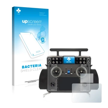 Parte frontale di una confezione del prodotto con il logo del marchio upscreen. Accanto è raffigurato il dispositivo FrSky Tan