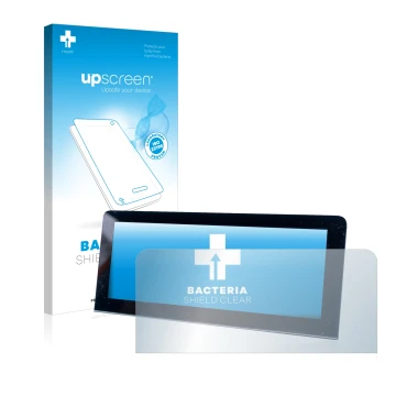 Parte frontale di una confezione del prodotto con il logo del marchio upscreen. Accanto è raffigurato il dispositivo MG 4 con 