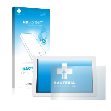 Parte frontale di una confezione del prodotto con il logo del marchio upscreen. Accanto è raffigurato il dispositivo WetterOnl