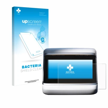 Parte frontale di una confezione del prodotto con il logo del marchio upscreen. Accanto è raffigurato il dispositivo Tesla Mod