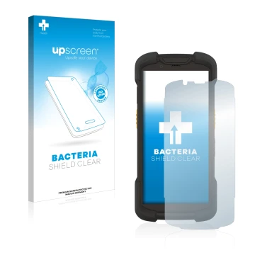 Parte frontale di una confezione del prodotto con il logo del marchio upscreen. Accanto è raffigurato il dispositivo Zebra TC7