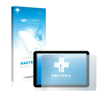 Parte frontale di una confezione del prodotto con il logo del marchio upscreen. Accanto è raffigurato il dispositivo Peaq PET 