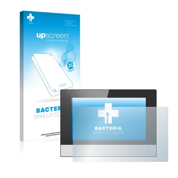 Parte frontale di una confezione del prodotto con il logo del marchio upscreen. Accanto è raffigurato il dispositivo Hikvision