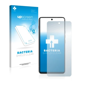 Parte frontale di una confezione del prodotto con il logo del marchio upscreen. Accanto è raffigurato il dispositivo Motorola 
