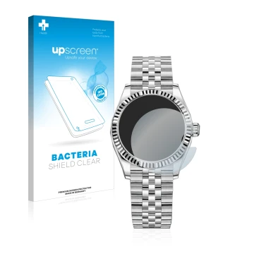 Parte frontale di una confezione del prodotto con il logo del marchio upscreen. Accanto è raffigurato il dispositivo Rolex Dat