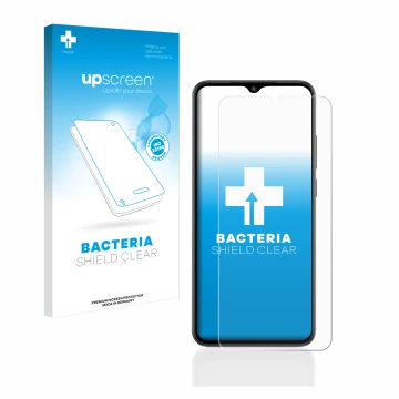 Parte frontale di una confezione del prodotto con il logo del marchio upscreen. Accanto è raffigurato il dispositivo Xiaomi Re