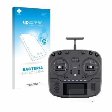 Parte frontale di una confezione del prodotto con il logo del marchio upscreen. Accanto è raffigurato il dispositivo Radiomast