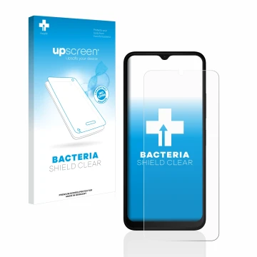 Parte frontale di una confezione del prodotto con il logo del marchio upscreen. Accanto è raffigurato il dispositivo Nokia C32