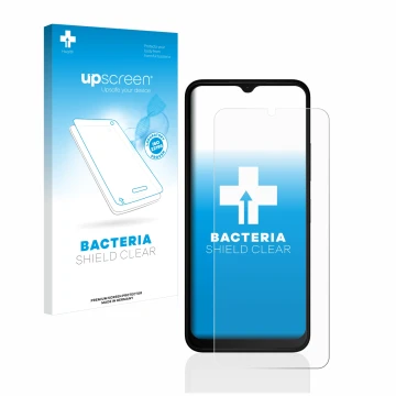 Parte frontale di una confezione del prodotto con il logo del marchio upscreen. Accanto è raffigurato il dispositivo Nokia C22