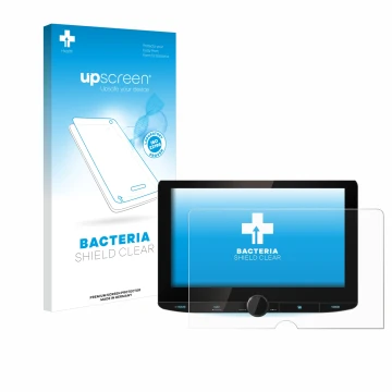 Parte frontale di una confezione del prodotto con il logo del marchio upscreen. Accanto è raffigurato il dispositivo Kenwood D