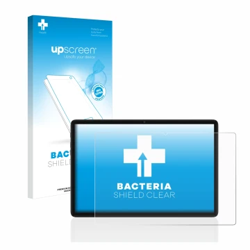 Parte frontale di una confezione del prodotto con il logo del marchio upscreen. Accanto è raffigurato il dispositivo Teclast P