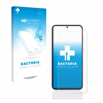 Parte frontale di una confezione del prodotto con il logo del marchio upscreen. Accanto è raffigurato il dispositivo Samsung G