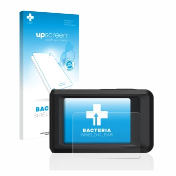 Parte frontale di una confezione del prodotto con il logo del marchio upscreen. Accanto è raffigurato il dispositivo Hikmicro 