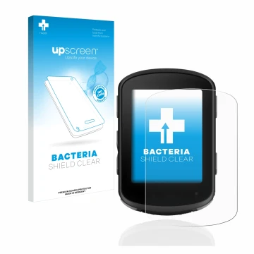 Parte frontale di una confezione del prodotto con il logo del marchio upscreen. Accanto è raffigurato il dispositivo Garmin Ed