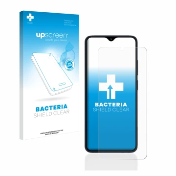 Parte frontale di una confezione del prodotto con il logo del marchio upscreen. Accanto è raffigurato il dispositivo Xiaomi Re